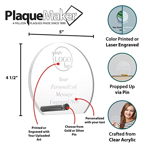 Custom Economy Acrylic Awards Offered In A Variety Of Shapes And Sizes Includes Unlimited Text And Your Logo (5", Circle) #TOP1