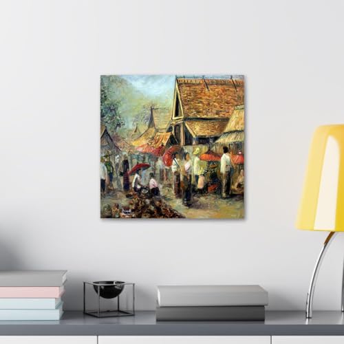 GADGETS WRAP Canvas Gallery Wrap Framed for Home Office Studio Living Room Decoration (10x10inch) - Marketplace In Luang Prabang
