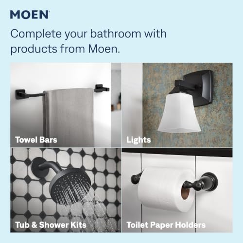 Image of Moen Halle Matte Black Widespread Traditional Bathroom Faucet with Drain Assembly for 3-Hole Applications, 84972BL