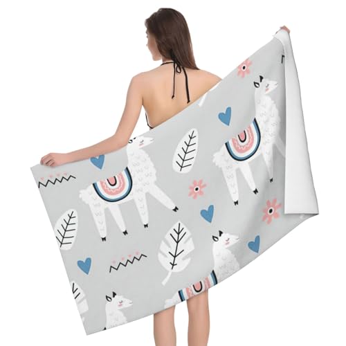 Serviette de bain microfibre absorbante douce pour douche et bain motif alpaga - 2