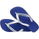 Havaianas Najlepsze logo Brasil, wygodne, trwałe i lekkie klapki, z antypoślizgową podeszwą, flaga brazylijska na paskach, dorośli unisex, Morski, 4.5/5 UK