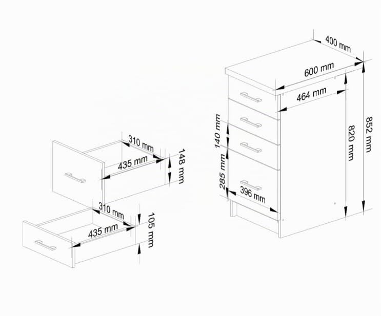 BDW - Küchenschrank Weiß/Sonoma - Schrank Küche mit Arbeitsplatte und Schubladen - Schrank 40 cm breit, 85 cm hoch - Küchenschränke Einzeln, Küchenmöbel Einzelteile