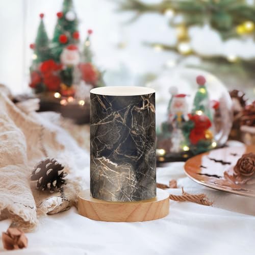 Image of Eionryn Dark Brown Marble Texture Flameless Candles Nature Stone Grains Battery Operated LED Candles with Remote Timer Electric Candles for Home Party Decor 2pcs