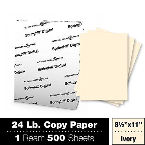 Springhill 8.5” x 11” Ivory Copy Paper, 24lb Bond/60lb Text, 89gsm, 500 Sheets (1 Ream) – Colored Printer Paper with Smooth Finish – Versatile and Flexible Computer Paper – 024039R