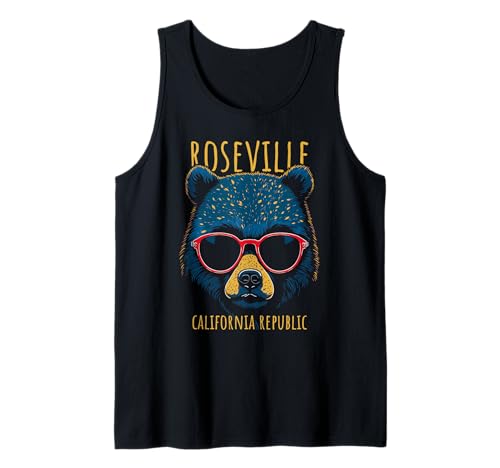 Roseville California USA - Oso con gafas de sol Camiseta sin Mangas