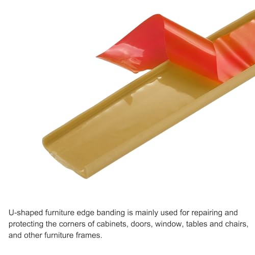 Image of uxcell U Shape Furniture Edge Banding, 2M Self Adhesive Flexible Edging Trim, 5x9mm TPE Edge Guards for Cabinets Furniture Repair Restoration, Beige
