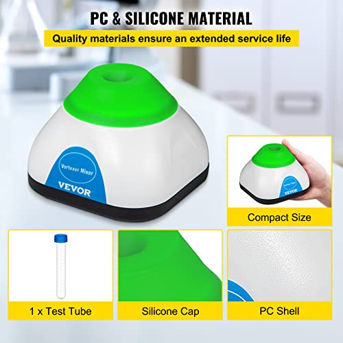 Vevor Vortex Mixer, 3000Rpm Mini Vortex Mixer Shaker, Touch Function Scientific Lab Vortex Shaker, Mix Up To 50Ml, 6Mm Orbital Diameter For Test Tube, Tattoo Ink, Nail Polish, Eyelash Adhesives, Paint #TOP4