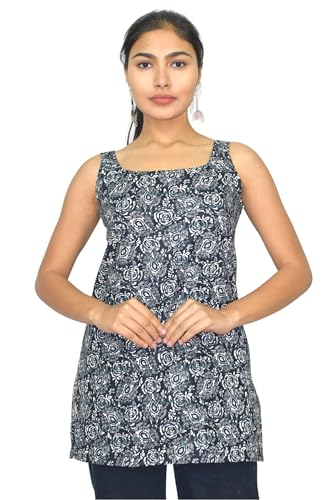 Image of JAIPUR HAND BLOCK Sleeveless Broad Neck Kurti Top S22SF