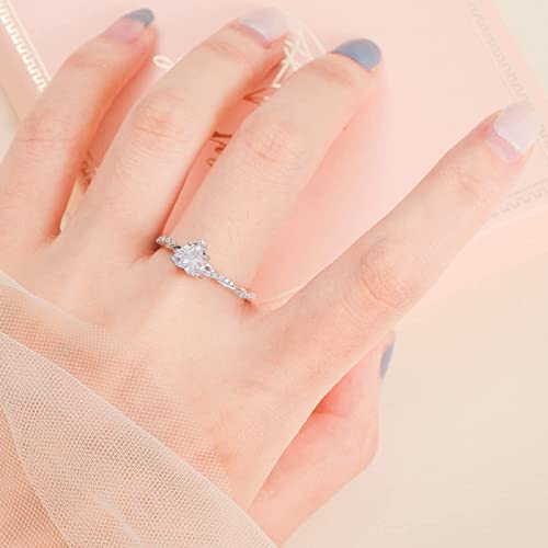 1.25ct Heart Rings for Women - 925 Sterling Silver Promise Rings for Women, Engagement Rings for Women, Cubic Zirconia Ring Size 5-104