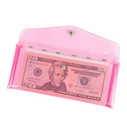 Cash Envelope Wallet Budgeting System PVC Multi-Purpose Pink Cash Stuffing