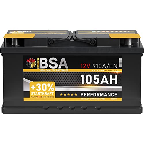 BSA Autobatterie 105Ah 12V Batterie +30% Startleistung Starterbatterie ersetzt 100Ah 88Ah 92Ah 95Ah