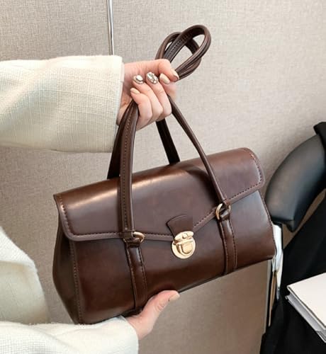 Vintage Vegan Leather Shoulder Bags for Women Small Tote Purse Ladies Trendy Handbags Top Handle Satchels 20254