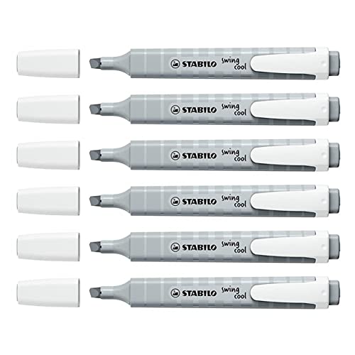 STABILO 6 Stück Textmarker Swing Cool Keilspitze Pastell Grau Seide