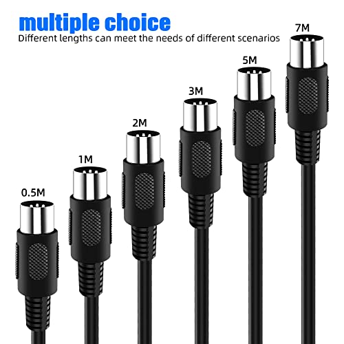 2-pack 33 ft midi cable male to male 5-pin midi cable for midi keyboard electronic piano electronic drum