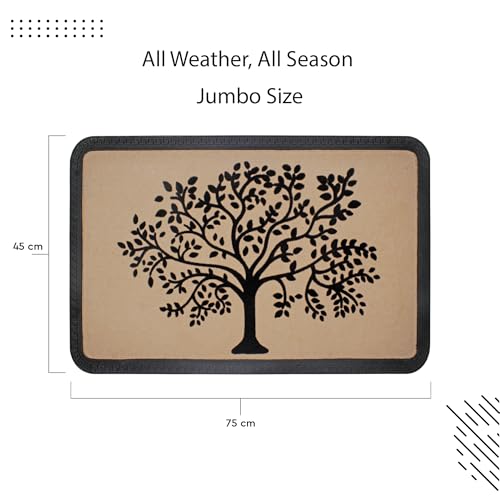 Image of Encasa XO Door Mat for Home Entrance, Polypropylene Floor Mat Tree-Beige