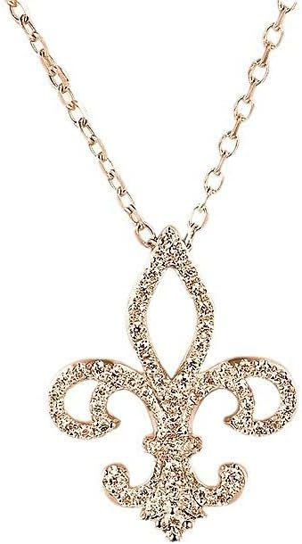 Cubic Zirconia Fleur De Lis Pendant Necklace for Women - Elegant Timeless Design, Enhanced Durability and Tarnish Resistance
