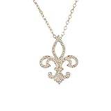 DIAMANTIO Cubic Zirconia Fleur De Lis Pendant Necklace for Women - Elegant Timeless Design, Enhanced Durability and Tarnish Resistance