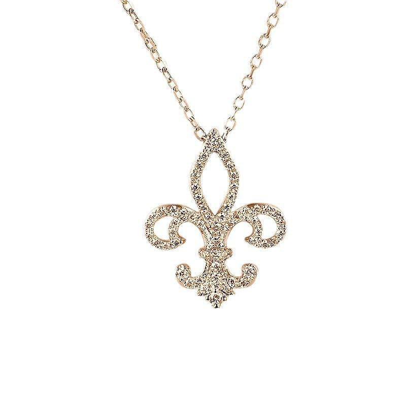 Cubic Zirconia Fleur De Lis Pendant Necklace for Women - Elegant Timeless Design, Enhanced Durability and Tarnish Resistance - Main Image