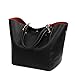 Valleycomfy Damen Tasche Einkaufstasche Pu Leder Handtasche Schultertasche (Schwarz)