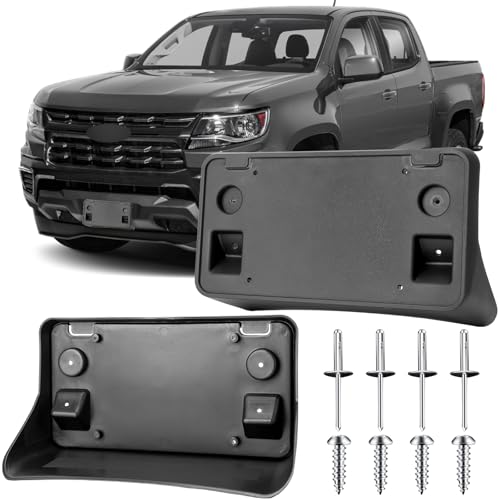Image of License Plate Bracket for Chevrolet Chevy Colorado 2021 2022, Front Bumper License Plate Holder Replacement Frame Black Mount