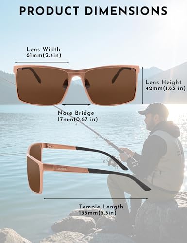 Image of BIRCEN Polarized Anti-Glare Sunglasses for Men: Lightweight Metal Wrap around Sun Glasses UV Protection for Driving Fishing