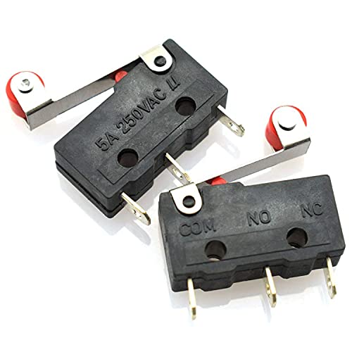 Image of UG LAND INDIA 12pcs 3pin Micro Switch Momentary Toggle AC 250V 5A SPDT Miniature NO /NC Switch Electronic Circuit Mechanical Control Switch Long Roller Lever
