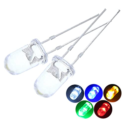 200 Pieces Led Diode Lights, 3Mm And 5Mm Led Lights Emitting Diodes Assortment Set Kit For White Red Blue Green Yellow #TOP3