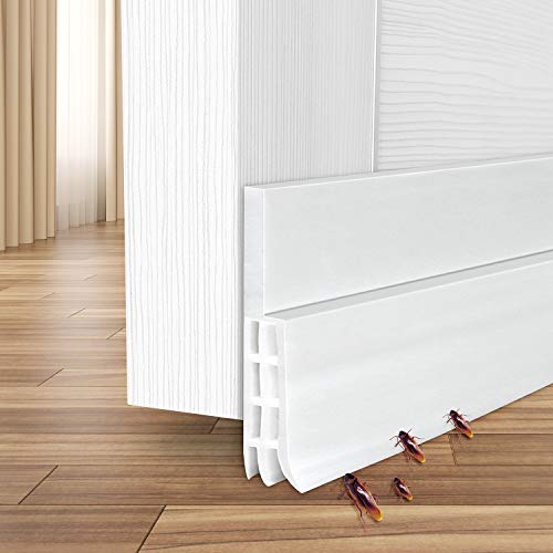 Ohuhu Under Door Cold Air Noise Bug Blocker Seal Strip For Bottom Of Doors Weather Stripping White, 3-Pack
