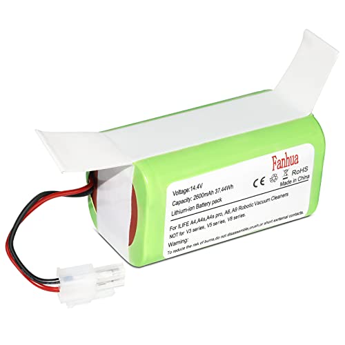 Fanhua Replacement Battery for ILIFE A4, A4s, A4s Pro, A6, A7, A9, V7, V7s, V7s Plus Robot Vacuum Cleaners, 14.4V/14.8V 2600mAh