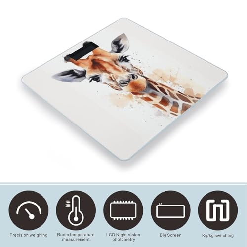Báscula de baño digital con diseño animal acuarela jirafa miniatura 3