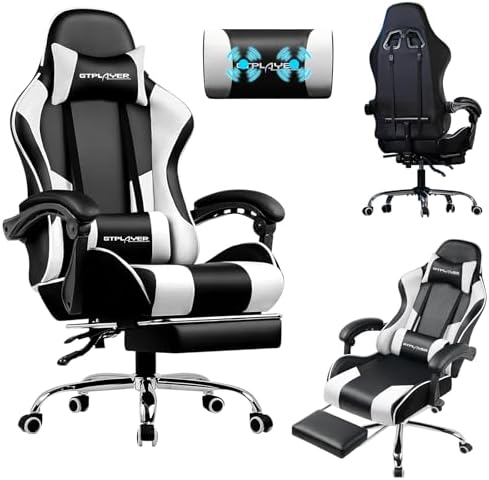 LUCKRACER Silla Gaming con Masaje Ergonómica | Reposapiés y Repos...