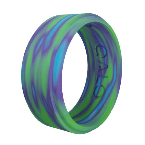 Qalo Men's Rubber Silicone Ring, Aurora Polished Step Edge, Silicone Rubber Wedding Band, Breathable, Durable Rubber Wedding Ring For Men, 9Mm Wide 2Mm Thick, Purple, Size 10 #TOP7