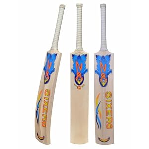 Zeepk Cricket Bat Sixer6, 4.5 inch Blade Cricket Tennis Ball Bat Handcrafted Kashmir Willow with Durable Comfortable Rubber Grip Handle Full Cane Thick Edge Light Weight 2lbs