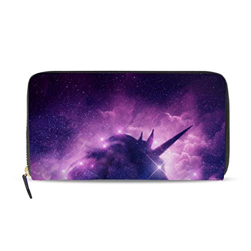 Portefeuille long en cuir licorne violet femme parfait pour vos sorties en ville