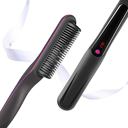 Haarglätter Bürste, Aibeau Bartglätter Glättbürste Haarglättung Kamm Multifunktionaler Stylingkamm, 3 Temperaturgrade, LCD Display für Frauen und Männer