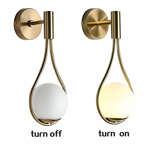 KCO Lighting Wall Sconce Mid-Century Drop Design Wall Mounted Light Brushed Brass Wall Lamps, Wall Mount Light Fixture for Bedside Living Room (1 Pack) - Thumbnail 3