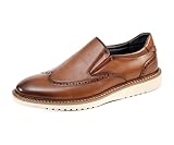 Amali Clyde Mens Loafers Shoes for Men Wingtip and Brogue Detailing Casual Dress Mens Shoes, Cognac Size 14