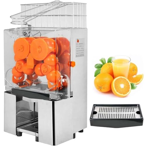 Exprimidor De Naranjas 120 W Acero Inoxidable,Exprimidor De Cítricos Para 20 Naranjas Por Minuto,Con Caja De Filtro Extraíble,2 Recipientes Recolectores Cáscaras,Rendimiento Jugo 80%