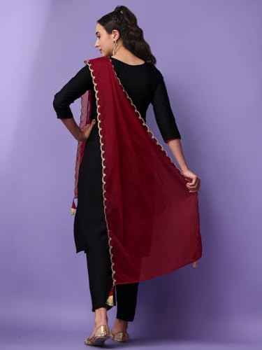 Image of Naixa Women's Viscose Rayon Embroidered Straight Kurta with Pant and Dupatta Set (NK-335)