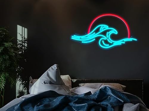 Image of LED Decorative Lights USB Mountains Sunrise Sunset Led Neon Signs Home Decoration Wall Art Holiday Gift Brightness Adjustable 15.7''x15''