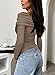 Darong Casual Off One Shoulder Fitted T-Shirts Long Sleeve Tops Tunic Blouses for Women 9033 Khaki XS
