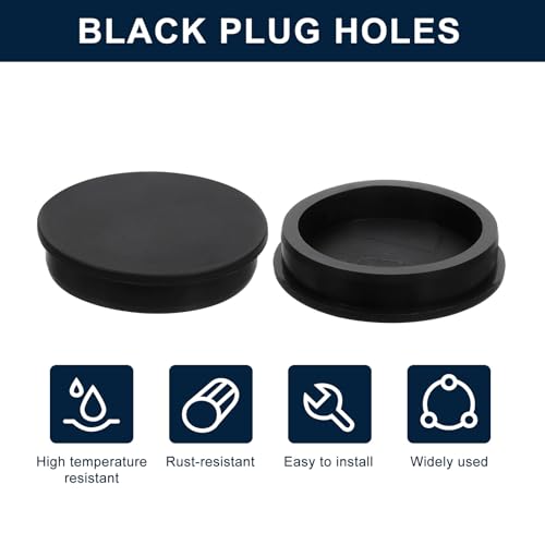 Image of uxcell 2 Pcs Black Plug Holes, Waterproof Rubber Button Plug for 76mm / 2.99 inch Hole