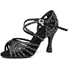 أحذية رقص نسائية حجر الراين قاعة الرقص اللاتينية Salsa Bachata Performance Dance Shoes Peep-Toe Model YCL429