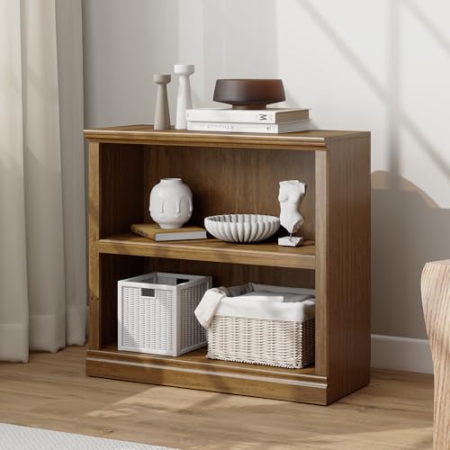 Bevfint Bookcase, 2 Tiers S Bookshelf Open Storage Organization, Floor