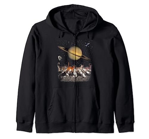 Cats Walking In Space Cat Astronaut Saturn Planet Cat Lover Sudadera con Capucha