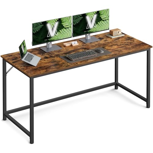 VASAGLE Computer Desk, Office Work Desk, 53.1 x 23.6 x 29.9 Inches, for Study, Bedroom, Home Office, Living Room, Rustic Brown and Ink Black ULWD043B01 Rustic Brown + Ink Black 53.1"W Comput
