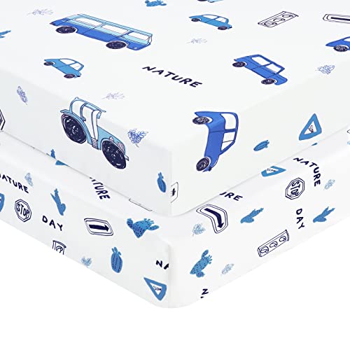 Phf Soft Mini Crib Sheet Set, 2 Pack Silky Comfy Pack N Play Sheets For Boys Girls, Universal Fit For Pack N Play, Playard And Mini Crib Mattresses, Cars #TOP27