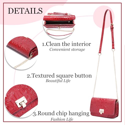 Image of Makcr Joacbv Small Crocodile Crossbody Cell Phone Purse for women Vegan Leather Clutch Wallet with Leather Shoulder Strap | Small