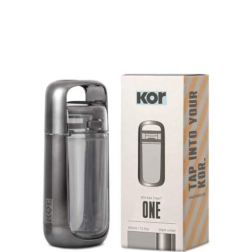 KOR ONE Black Nickel | BPA Free Clear Reusable Water Bottle I 400ML