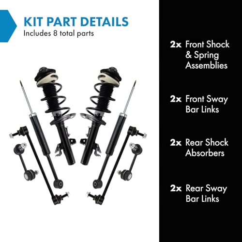 Image of TRQ Front and Rear Suspension Kit Complete Strut & Coil Spring Assembly Shock Absorber Sway Bar Stabilizer Link Compatible with 2015-2017 Chrysler 200